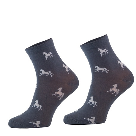 WAHLSTEN ANKLE SOCKS HORSEPATTERN, GREY